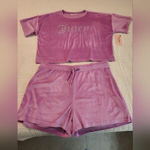 Juicy Couture Women's Lavender Velour Short Set XL 80s 90s Soft Sexy NWT
